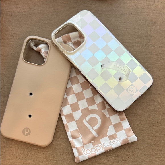 Loopy Case Other - Loopy Case Iridescent Checkered and Beige Phone Case Set